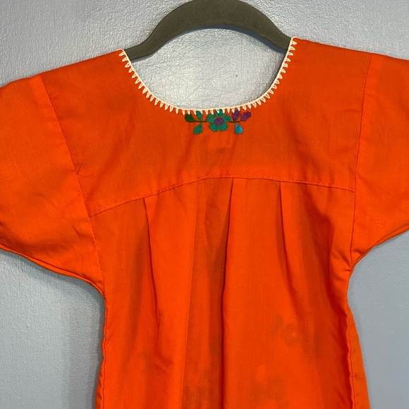 Hecho En Mexico Youth Embroidered Dress Orange Size 2 - Picture 6 of 6